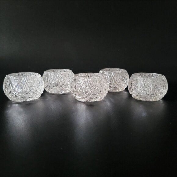 Set Of 5 Antique EAPG Robinson Glass Co. "Josephine's Fan" Open Salt Salt Cellar - Picture 1 of 5